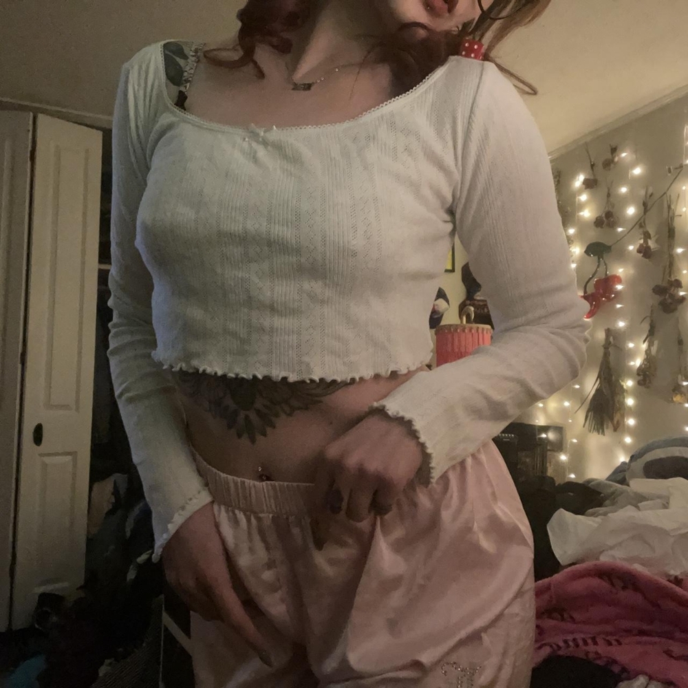 Urban Outfitters Out From Under White Long Sleeve Lounge PJ Top Sm